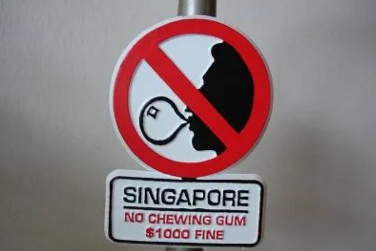 Singapore prohibits chewing gum.jpg